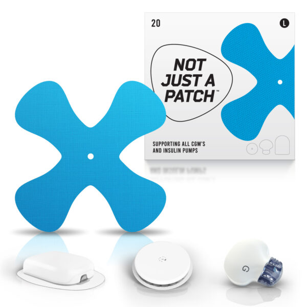 X-Patches for Freestyle Libre 1 & 2, Medtronic, Omnipod and Lingo - Blue - 20 pack