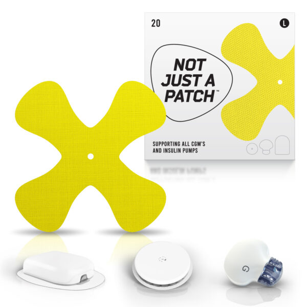 X-Patches for Freestyle Libre 1 & 2, Medtronic, Omnipod and Lingo - Yellow - 20 pack
