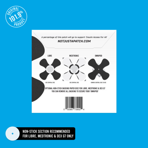 X-Patches for Freestyle Libre 1 & 2, Medtronic, Omnipod and Lingo - Black - 20 pack