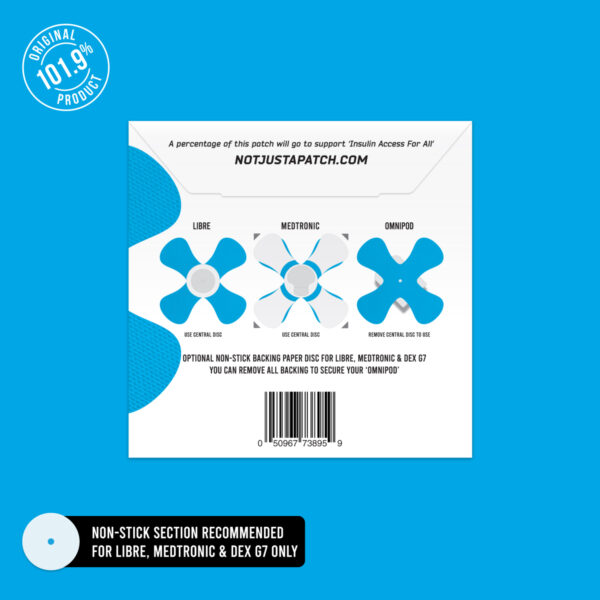 X-Patches for Freestyle Libre 1 & 2, Medtronic, Omnipod and Lingo - Blue - 20 pack
