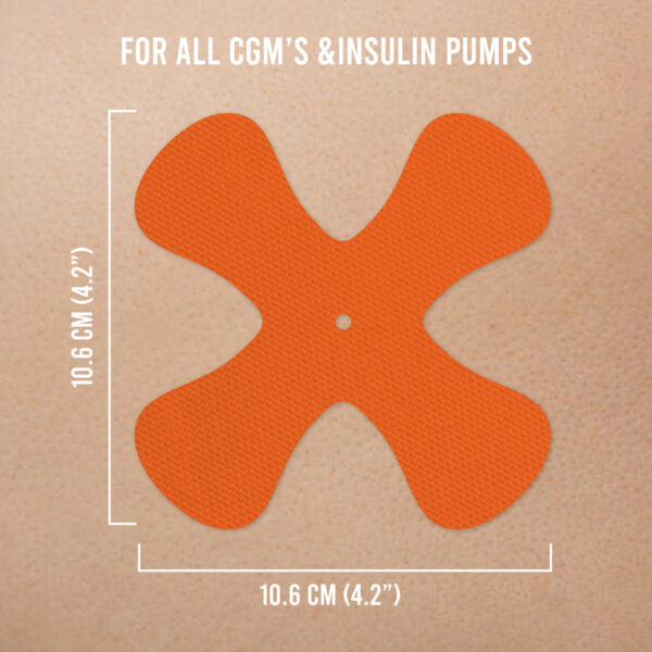 X-Patches for Freestyle Libre 1 & 2, Medtronic, Omnipod and Lingo - Orange - 20 pack